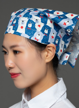 可爱做饭家政美容防掉发三角巾