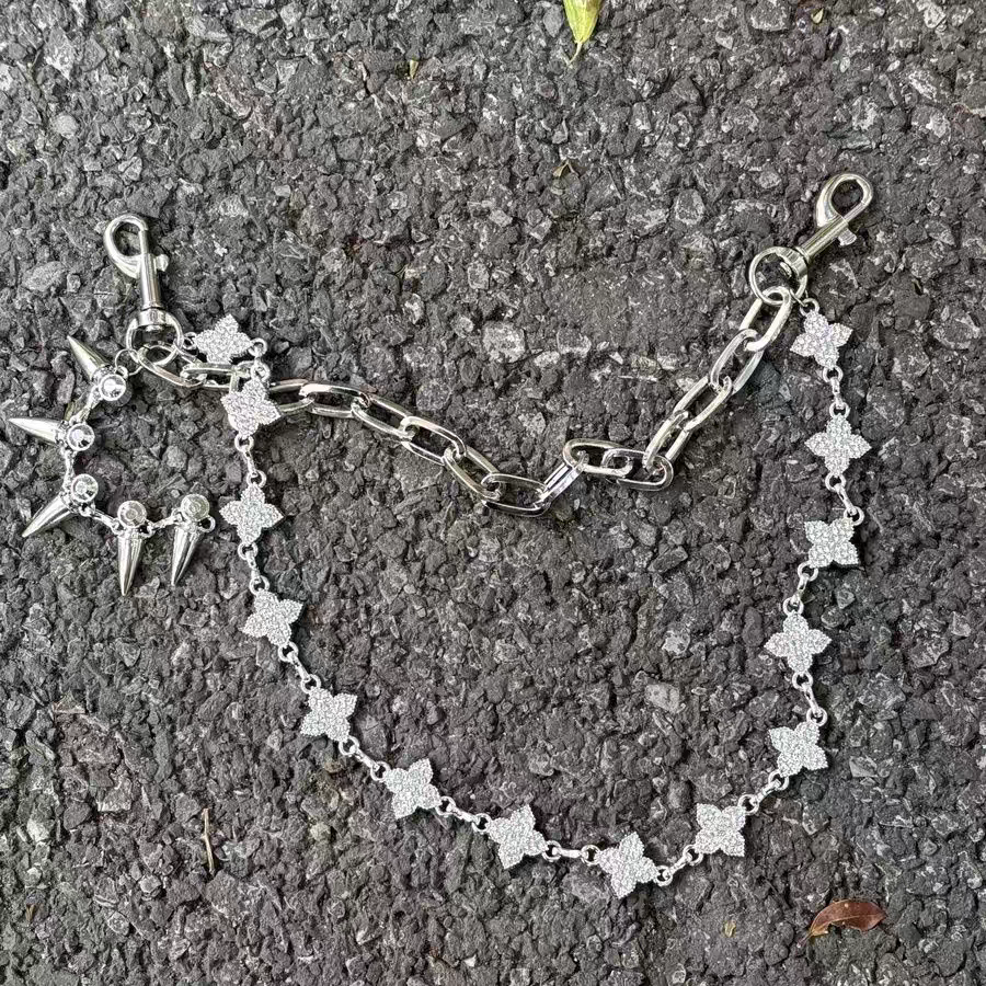 原创美式高级感cleanfit双层金属腰链配饰牛仔西裤四叶草链条挂饰,淘宝优惠券,粉丝福利购,淘宝优惠卷