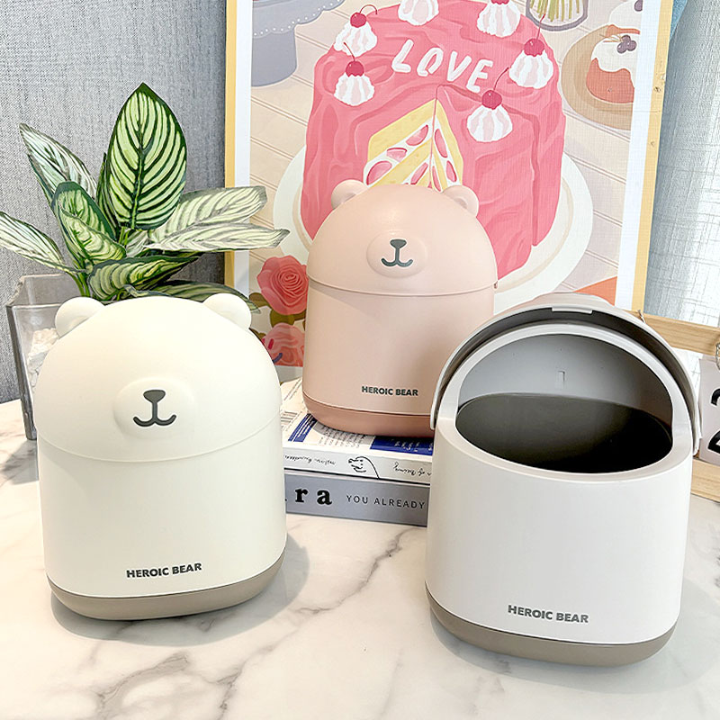 桌面垃圾桶带盖高颜值可爱小号书桌桌上宿舍床边迷你废纸篓卫生桶 - 图2