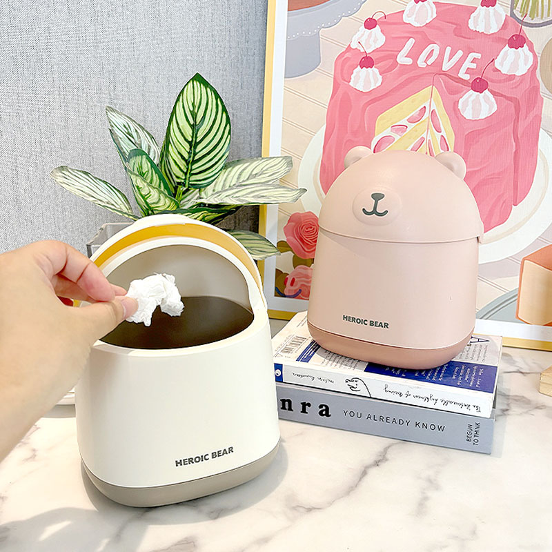 桌面垃圾桶带盖高颜值可爱小号书桌桌上宿舍床边迷你废纸篓卫生桶 - 图0