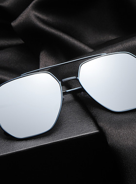 双梁多边形偏光太阳镜潮男时尚炫彩水银帅酷男士开车驾驶钓鱼墨镜