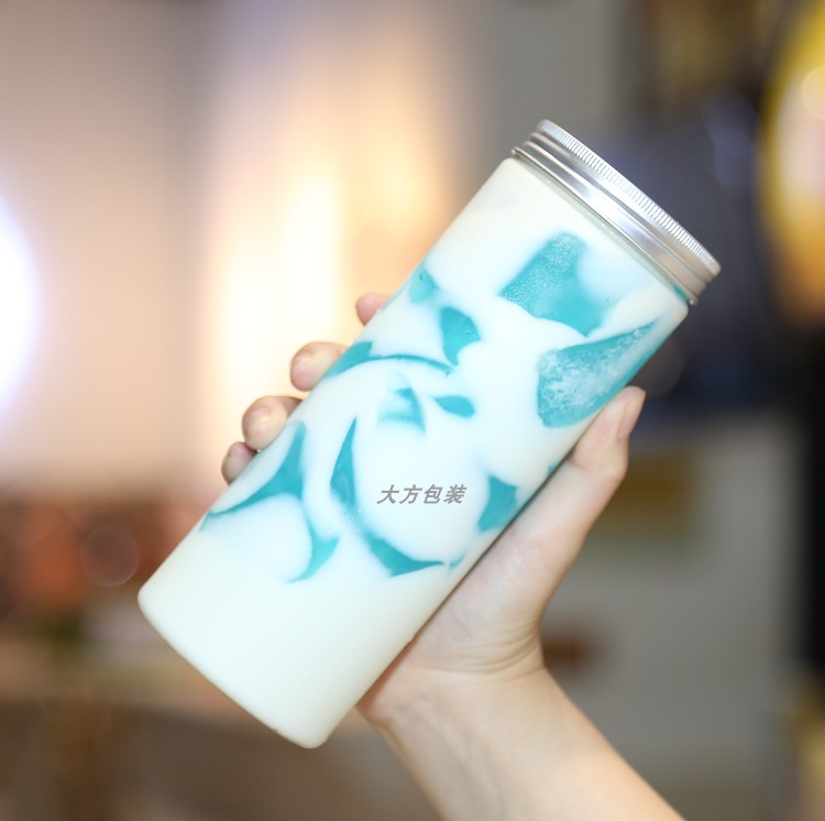 500ml650ml直筒素匠泰茶冷饮奶茶杯 PET透明塑料水果茶干果密封瓶 - 图0