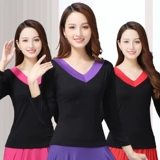 Лонгслив, футболка, одежда для йоги, спортивная одежда, V-образный вырез, большой размер