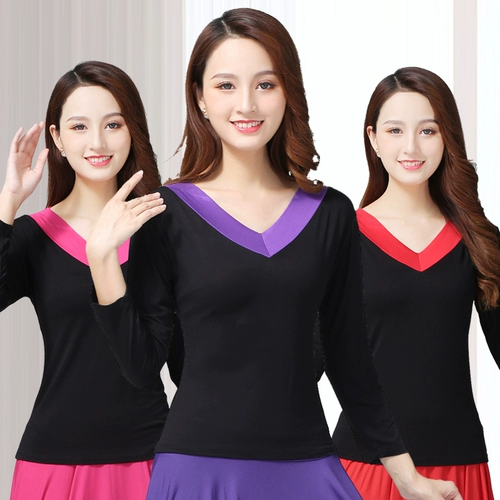 Лонгслив, футболка, одежда для йоги, спортивная одежда, V-образный вырез, большой размер