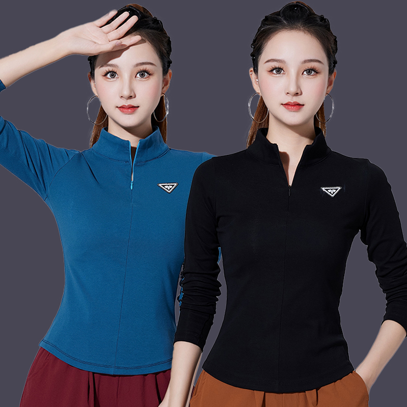 广场舞服装秋冬新款半拉链立领长袖上衣女舞蹈团体活动修身打底衫,淘宝优惠券,粉丝福利购,淘宝优惠卷