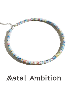 纯银彩色串珠项链女夏日小清新百搭款