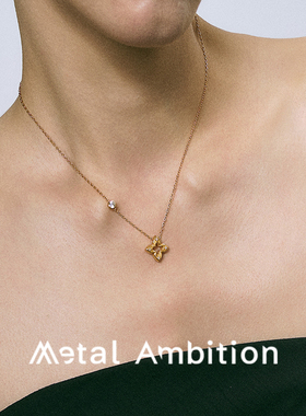 中古拉丝镂空四叶草项链