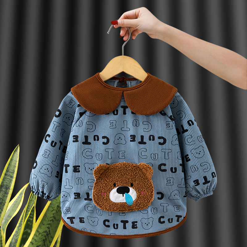 Baby smock, children's reverse dressing autumn and winter waterproof apron
