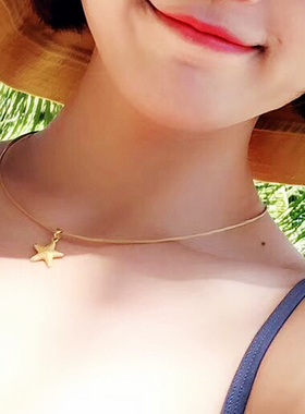 搭配黄金吊坠挂绳饰品项链绳金色钢丝绳编织锁骨项圈绳子女防掉色