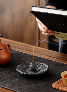 陶瓷莲花线香插香座点香盘香托线香炉家用室内沉香炉家用茶几摆件