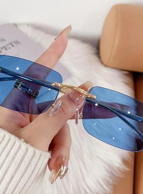 网红2025款无框防强光小框太阳镜