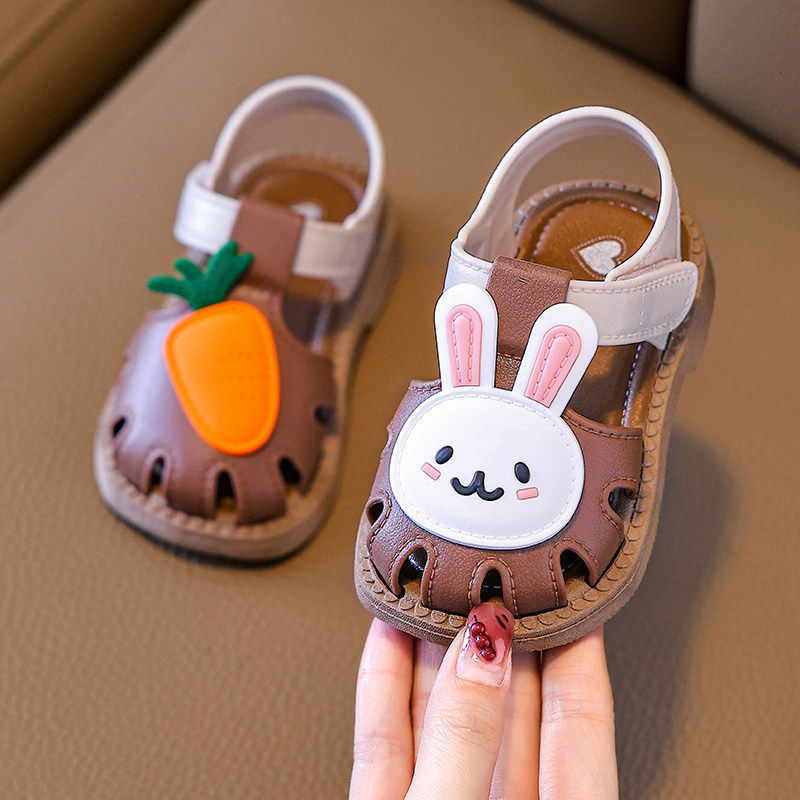 夏季新款女童包头凉鞋软底防滑魔术贴卡通兔子可爱宝宝学步鞋,淘宝优惠券,粉丝福利购,淘宝优惠卷