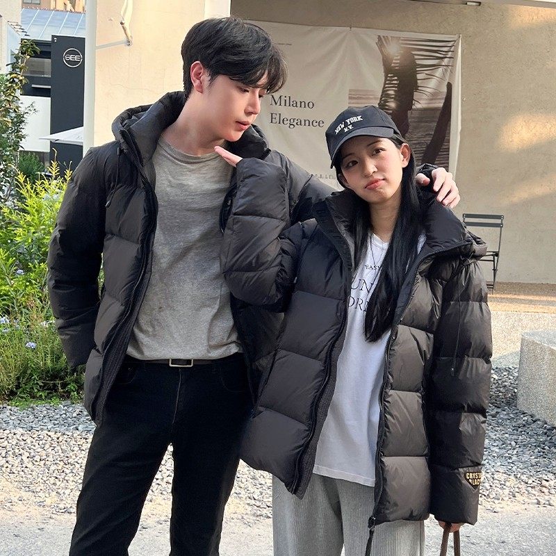 黑金高端羽绒服长款连帽情侣男女2025秋冬新款加厚短款外套潮,淘宝优惠券,粉丝福利购,淘宝优惠卷