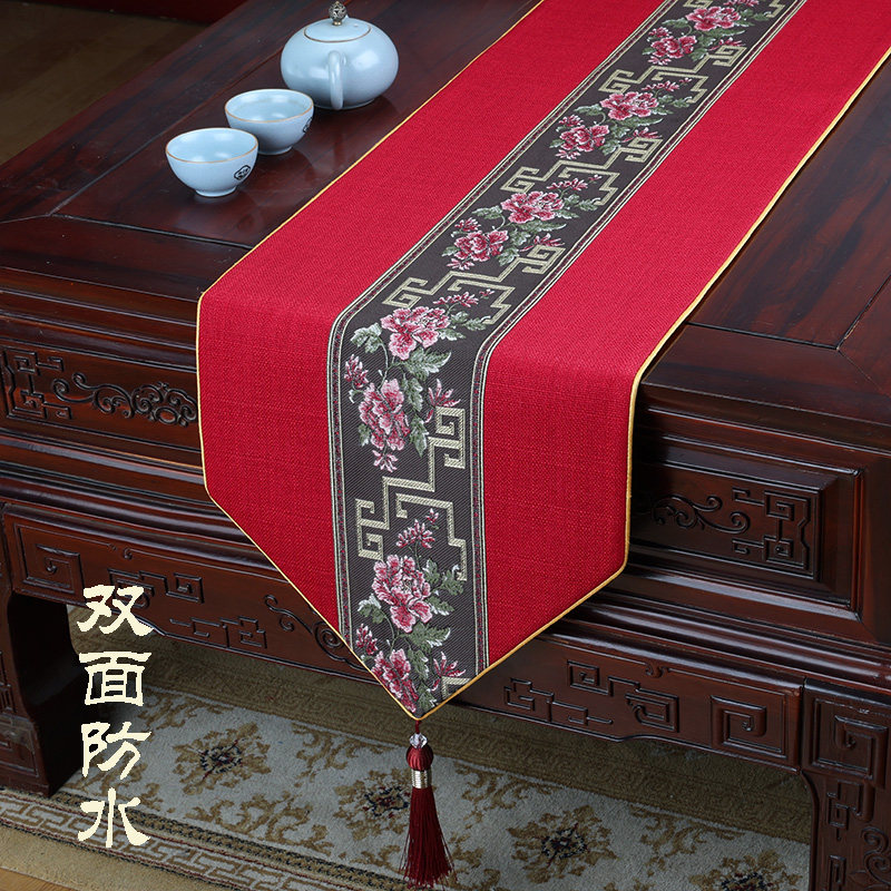 新中式禅意桌旗防水茶席茶几旗轻奢高端长条电视柜盖布茶桌垫布,淘宝优惠券,粉丝福利购,淘宝优惠卷