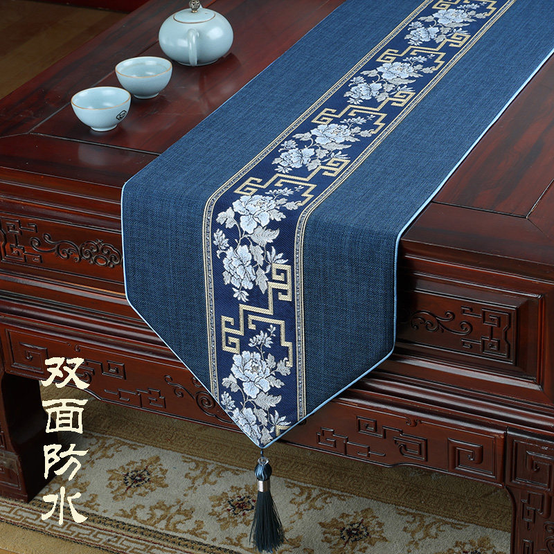 新中式禅意桌旗防水茶席茶几旗轻奢高端长条电视柜盖布茶桌垫布,淘宝优惠券,粉丝福利购,淘宝优惠卷