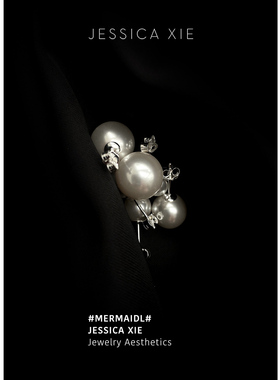 JX I Mermaid 美人鱼 INS韩国博主正圆大灯泡珍珠S925银耳环耳钉