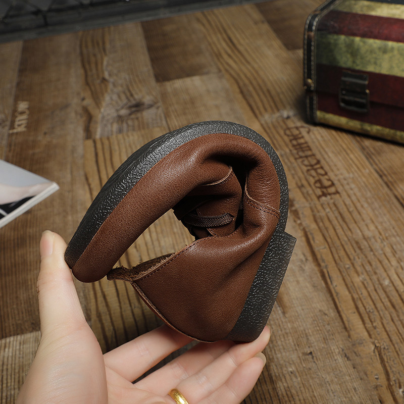 原创复古文艺真皮奶奶鞋女平底单鞋春秋百搭森女系鞋子圆头系带鞋,淘宝优惠券,粉丝福利购,淘宝优惠卷