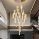 Living room crystal chandelier new style light luxury luxury modern duplex building hall main light grand empty staircase long chandelier