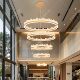 Modern simple villa empty living room large chandelier high-end light luxury atmosphere duplex building hollow staircase chandelier