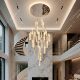 Living room crystal chandelier new style light luxury luxury modern duplex building hall main light grand empty staircase long chandelier