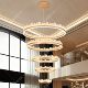 Modern simple villa empty living room large chandelier high-end light luxury atmosphere duplex building hollow staircase chandelier