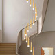 Solid wood duplex staircase long chandelier mid-century style loft lamp