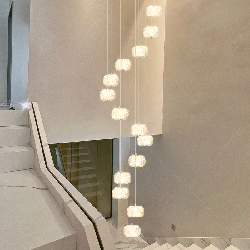 挑高别墅复式楼梯长吊灯挑空loft公寓客厅灯轻奢法式奶油风灯具,淘宝优惠券,粉丝福利购,淘宝优惠卷