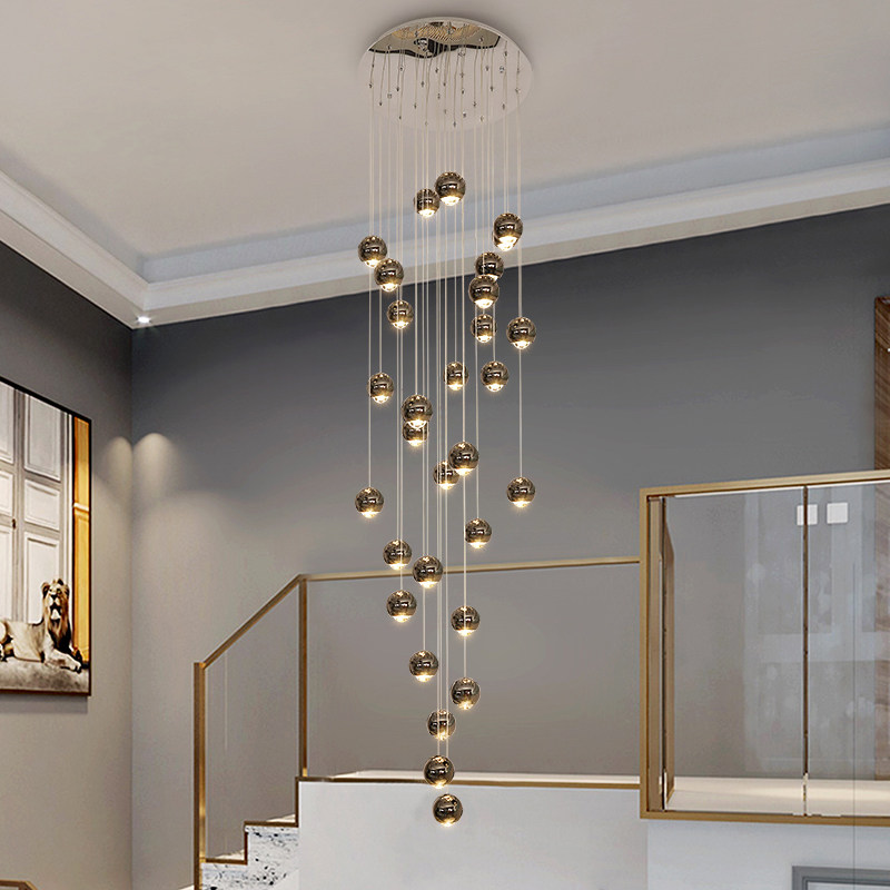 别墅复式轻奢简约太空铝圆球旋转楼梯长吊灯Loft公寓挑高客厅吊灯,淘宝优惠券,粉丝福利购,淘宝优惠卷