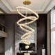 Large crystal chandelier in the living room of the villa duplex