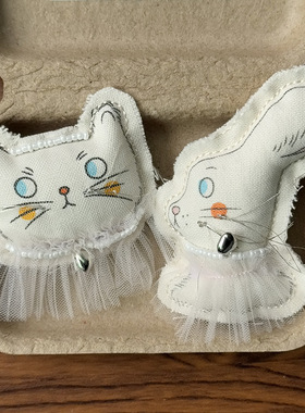 韩版可爱小猫咪兔子发夹女童边夹头绳胸针袜子DIY饰辅料包包配件