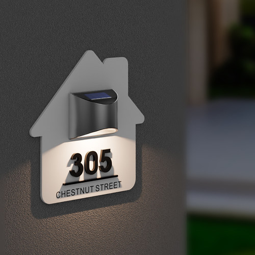 免布线太阳能发光门牌号别墅庭院防水户外灯牌露营免接电门挂牌 - 图0