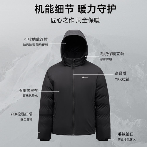 君羽25新款鹅绒羽绒服男加厚短款连帽冬季保暖800蓬羽绒服外套455 - 图3