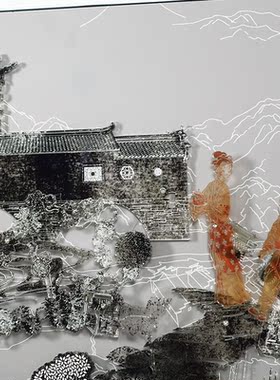 新中式古风建筑动态装置画