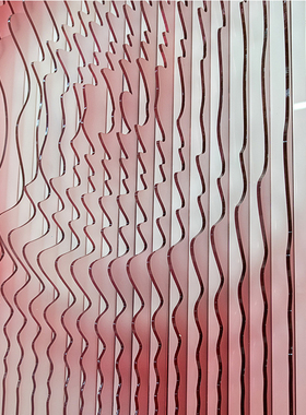粉色渐变立体样板间餐厅实物画
