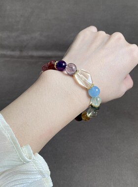 矿脉情书天然水晶多宝串珠手链