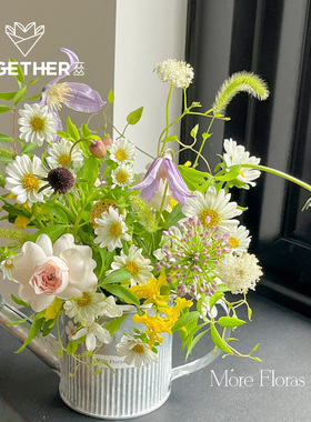 【8折特价】苁丛 可爱碎花小铁桶 复古陶土绿植小花盆