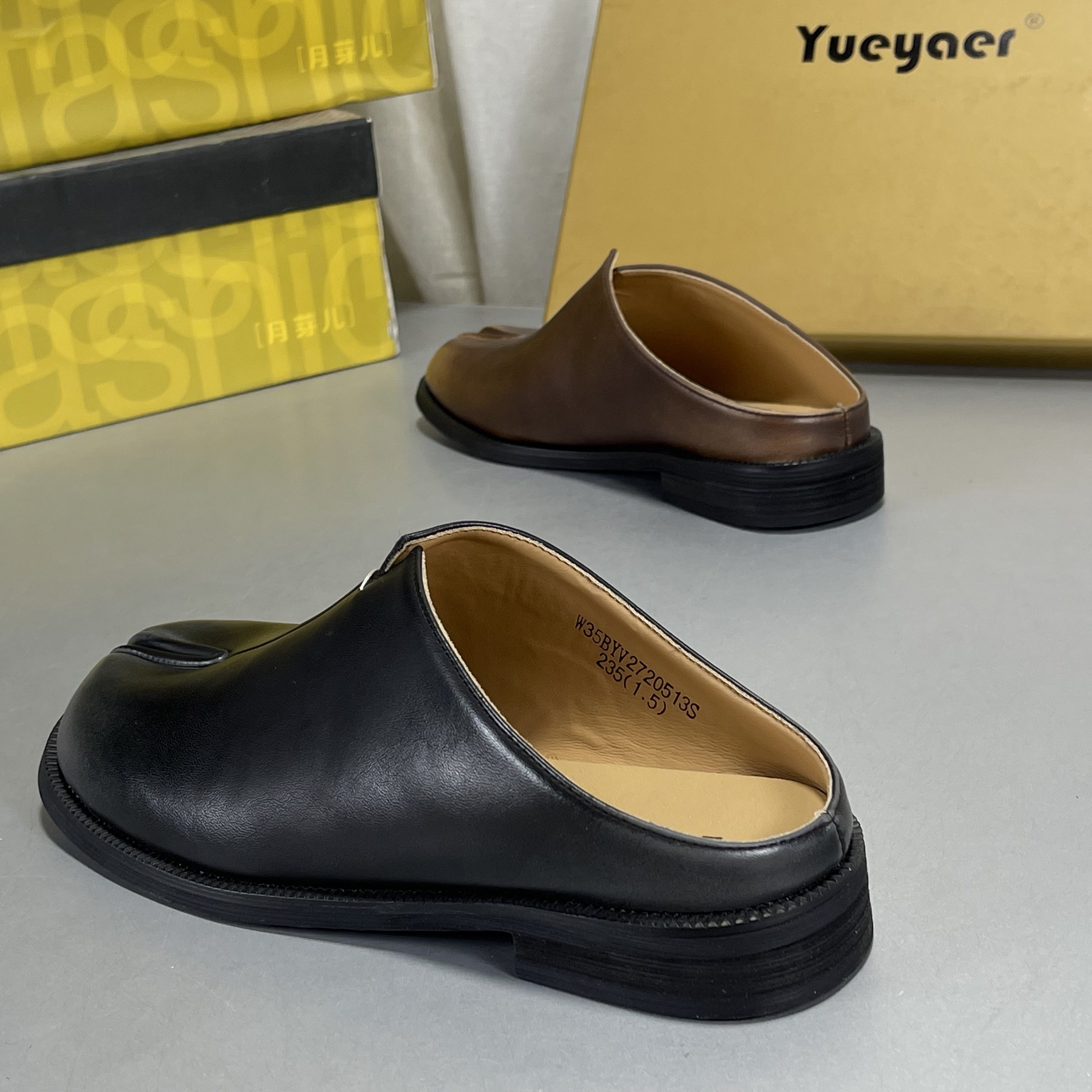 月芽儿复古包头拖鞋女分脚趾厚底复古真皮半拖鞋休闲一脚蹬穆勒鞋,淘宝优惠券,粉丝福利购,淘宝优惠卷