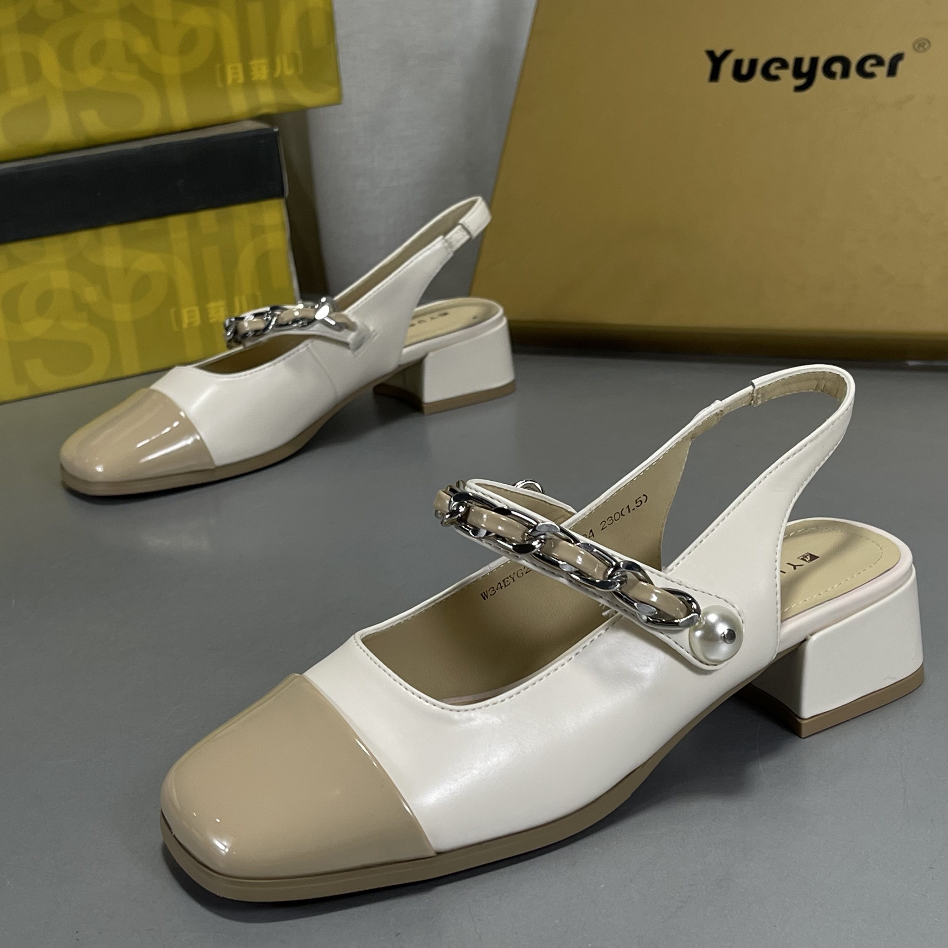 月芽儿包头凉鞋女玛丽珍粗跟中跟新款春夏季珍珠复古小香风单鞋,淘宝优惠券,粉丝福利购,淘宝优惠卷