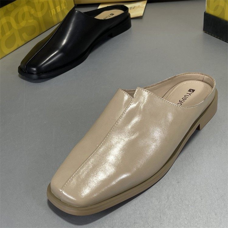 月芽儿专柜！牛皮复古方头懒人包头半拖凉鞋女简约外穿低跟穆勒鞋,淘宝优惠券,粉丝福利购,淘宝优惠卷