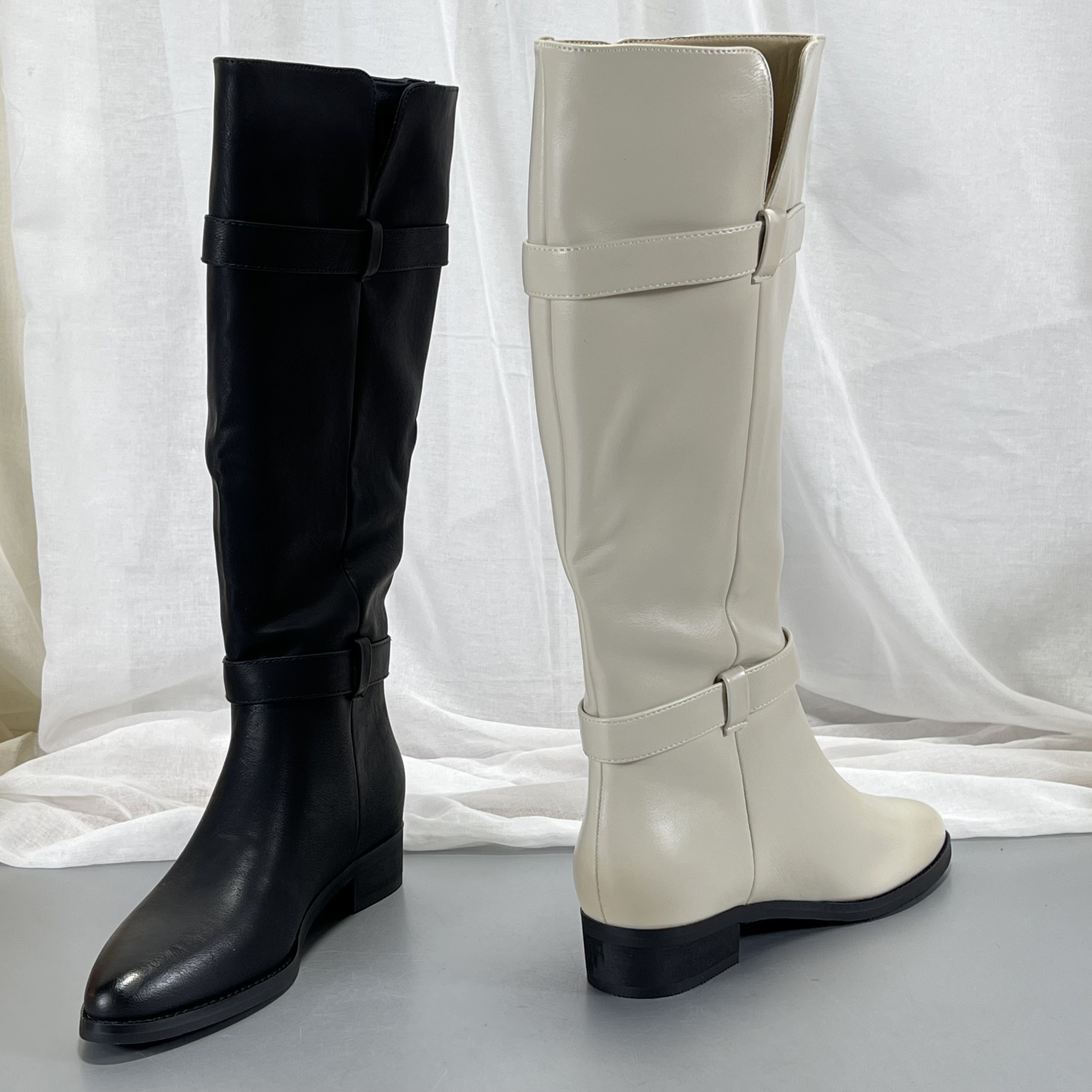 品牌撤柜真皮薄绒复古粗跟不过膝高筒靴英伦风尖头骑士靴显瘦长靴,淘宝优惠券,粉丝福利购,淘宝优惠卷