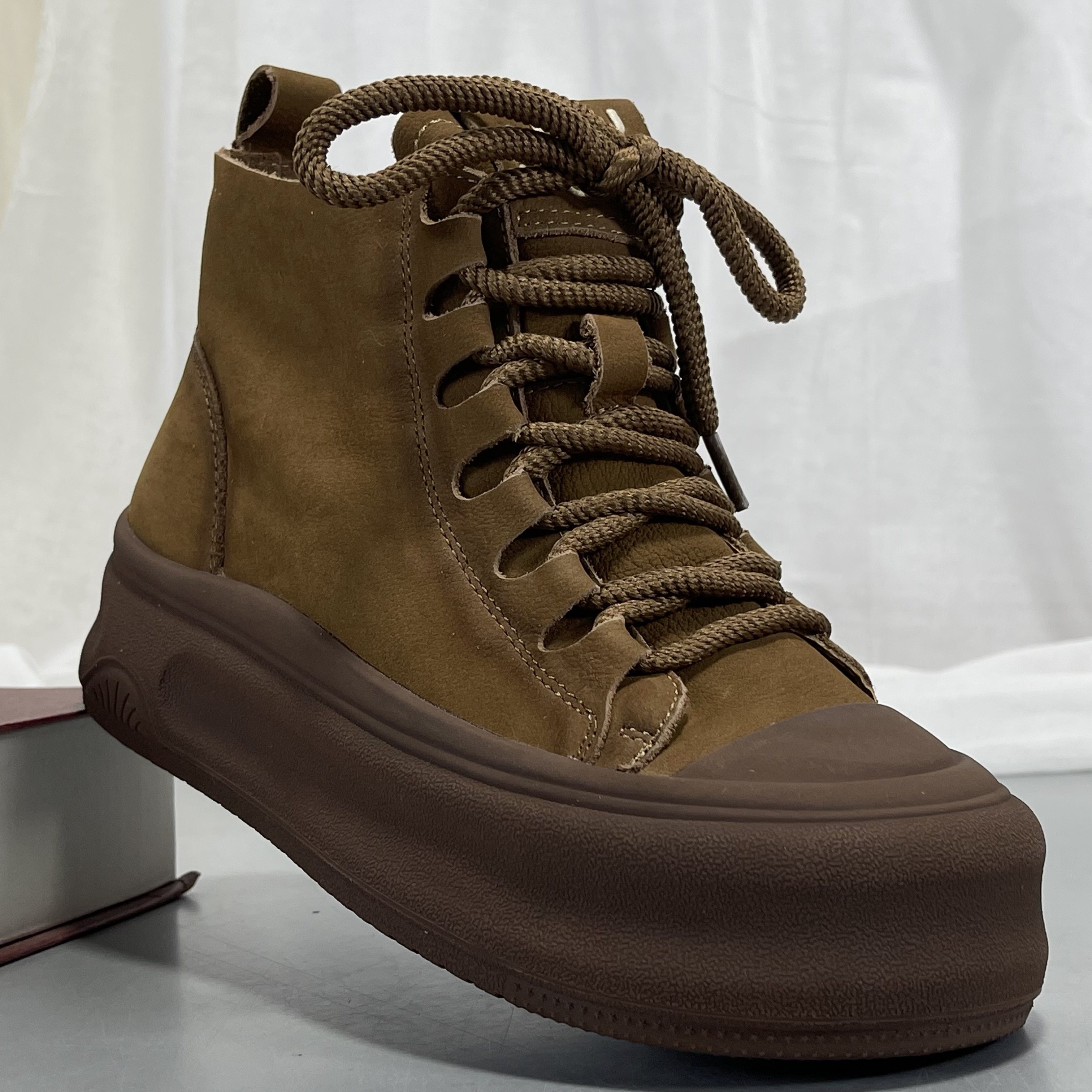 专柜正品头层牛皮复古马丁靴女秋冬款休闲高帮松糕鞋真皮厚底短靴,淘宝优惠券,粉丝福利购,淘宝优惠卷