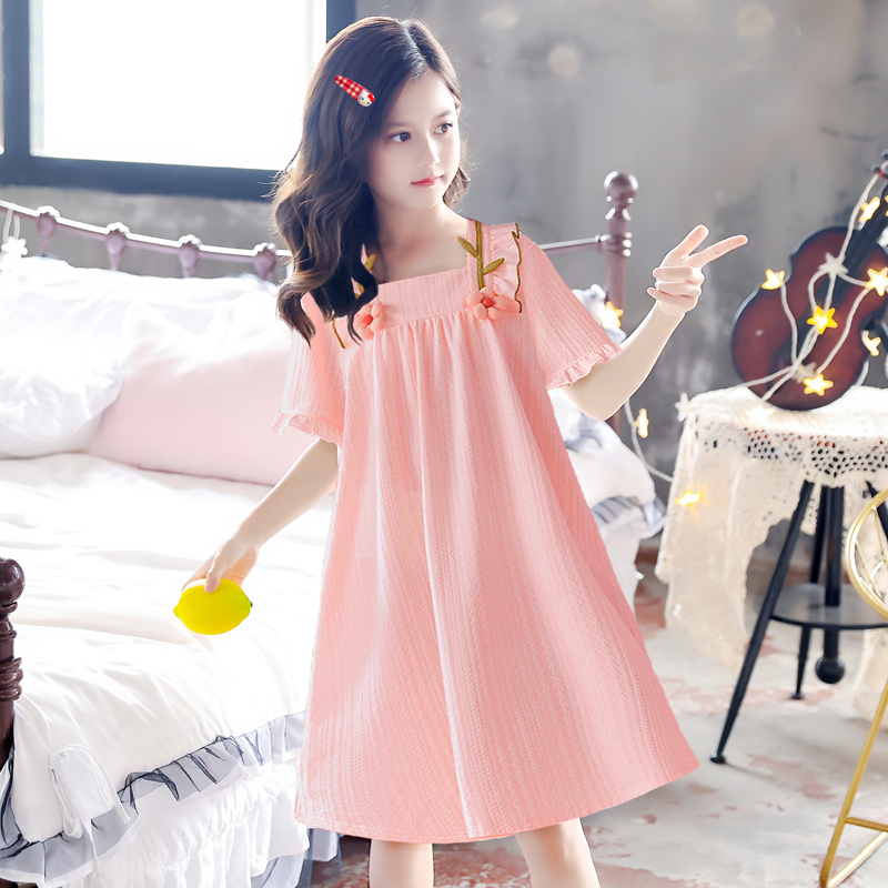 女童睡衣夏季薄款中长裙爆款公主风短袖睡裙可爱卡通家居服可外穿,淘宝优惠券,粉丝福利购,淘宝优惠卷