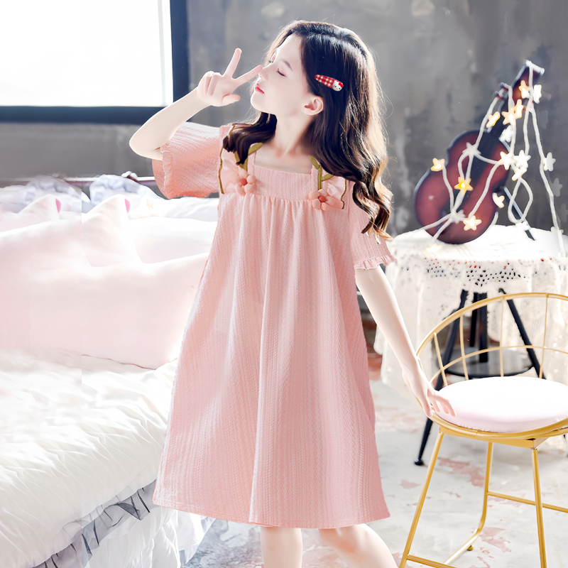 女童睡衣夏季薄款中长裙爆款公主风短袖睡裙可爱卡通家居服可外穿,淘宝优惠券,粉丝福利购,淘宝优惠卷