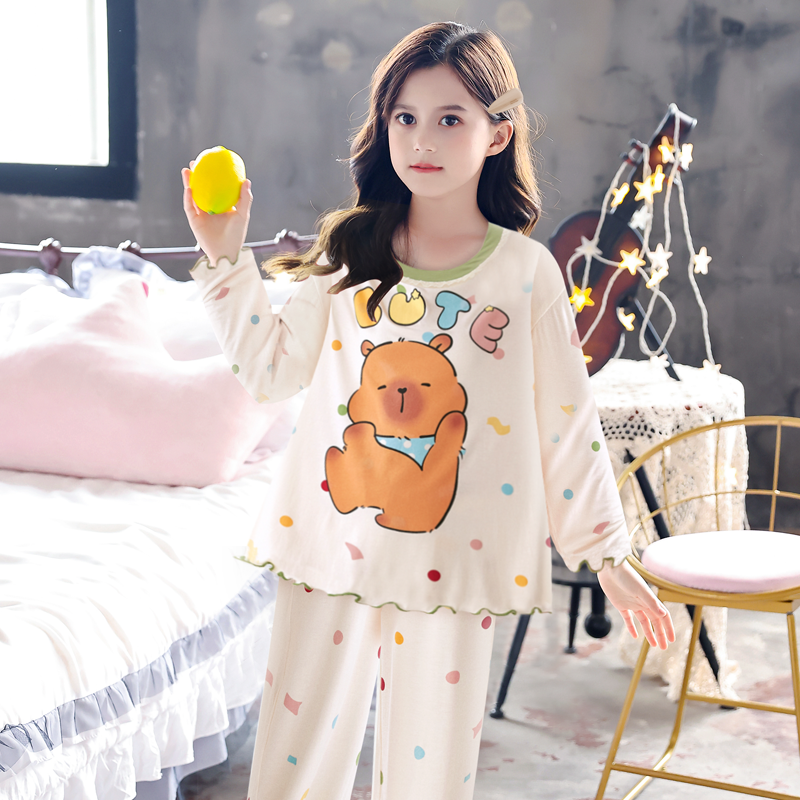 莫代尔睡衣女童中大童春秋夏季薄款长袖儿童空调家居服套装,淘宝优惠券,粉丝福利购,淘宝优惠卷
