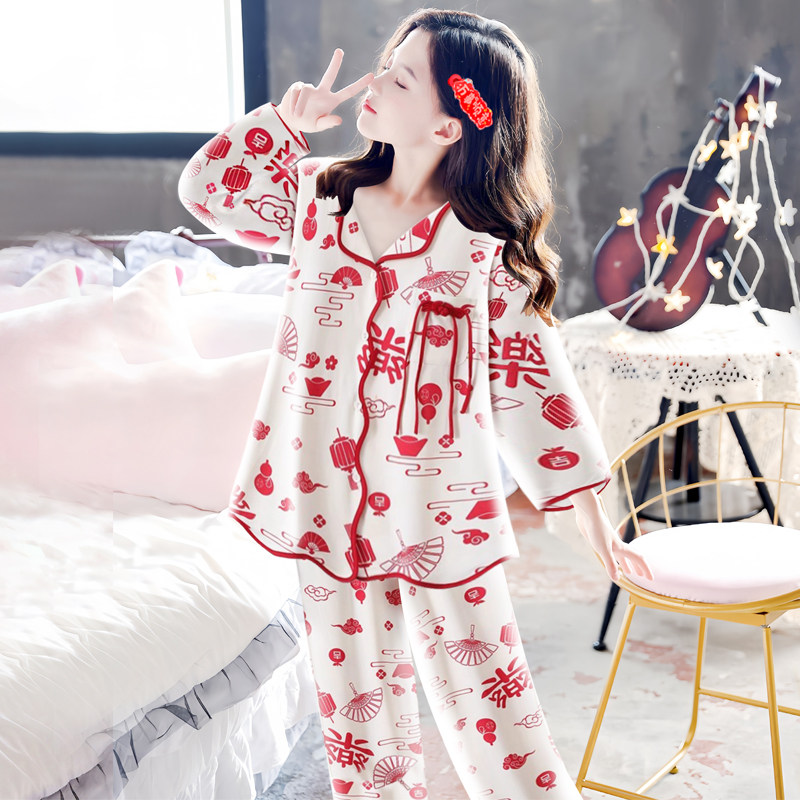 儿童2025新款纯棉睡衣女童春秋季长袖薄款韩版家居服可外穿两件套,淘宝优惠券,粉丝福利购,淘宝优惠卷