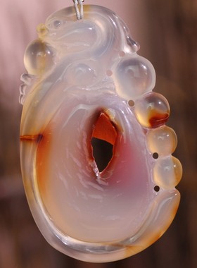 源饰界天然冰彩玉髓挂件龙如意水晶洞吉祥挂件大号可做毛衣链微瑕