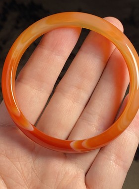 漂亮天然红玛瑙手镯50至62泥鳅背美人条窄玉石花色复古风漂亮镯子