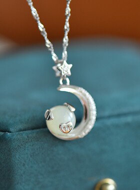 天然玉石s925银镀金2色选镶和田玉白玉生肖猪吊坠锁骨项链女礼物