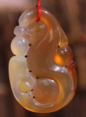 源饰界-天然冰彩玉髓挂件玉石龙如意吉祥大号吊坠微瑕疵81#