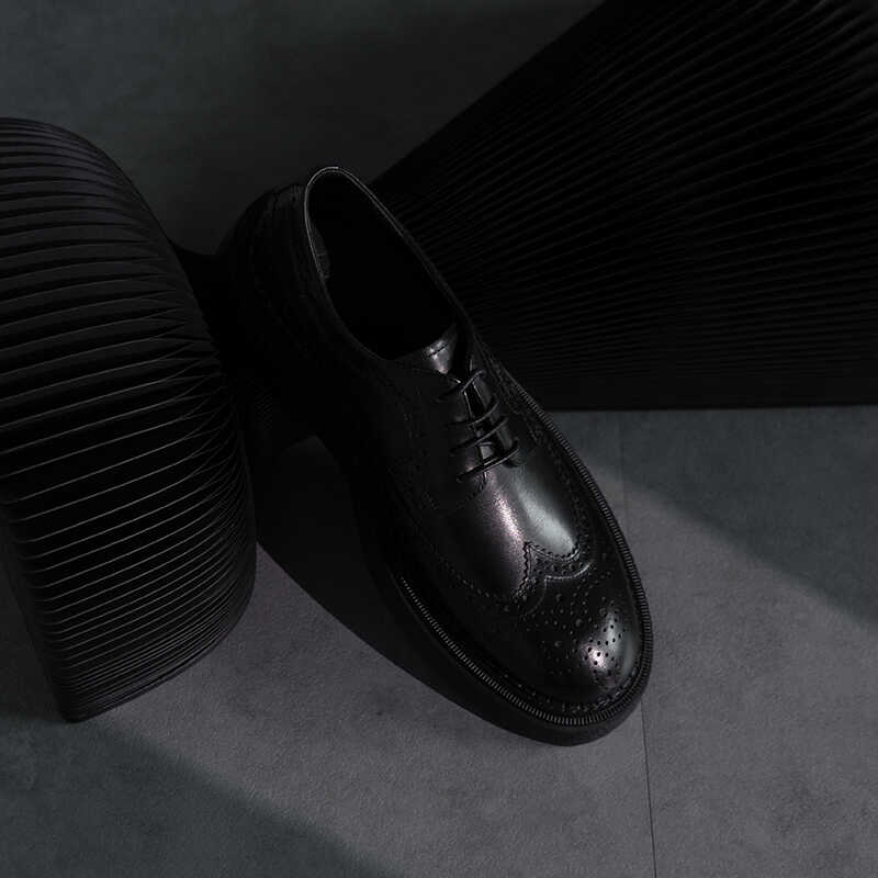 viplander德比鞋男高级感手工商务通勤布洛克雕花皮鞋男150505-B - 图2